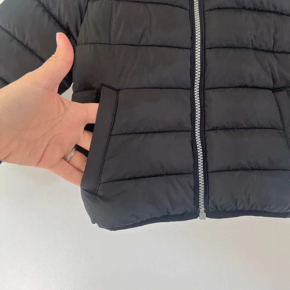 Nike Essential Toddler Black & White Quilted Puffer Full-‎ Zip Jacket Size 2T